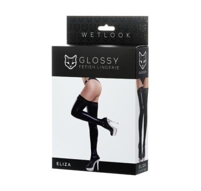 Pończochy Eliza Glossy Shiny Wetlook z koronką XL TOYFA